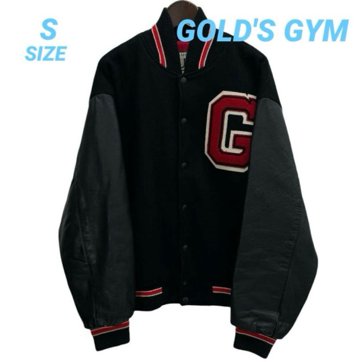 GOLD'S GYM ゴールドジム USA製 スタジャン レザー切替 ワッペン GOLD'S GYM ゴールドジム USA製 スタジャン レザー切替 ワッペン