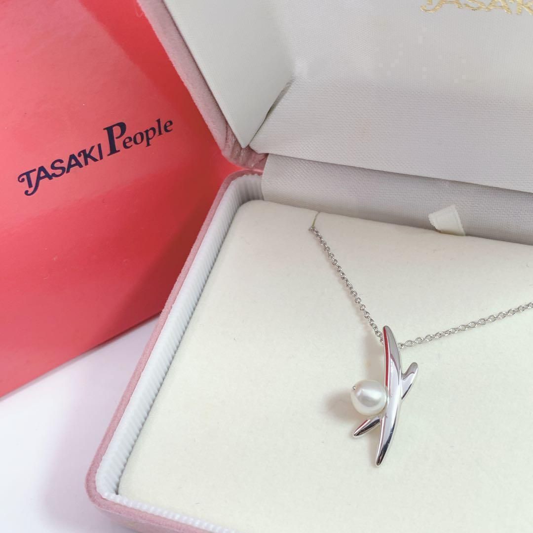 箱付き TASAKI タサキ シルバー デザイン ネックレス 本真珠 パール 