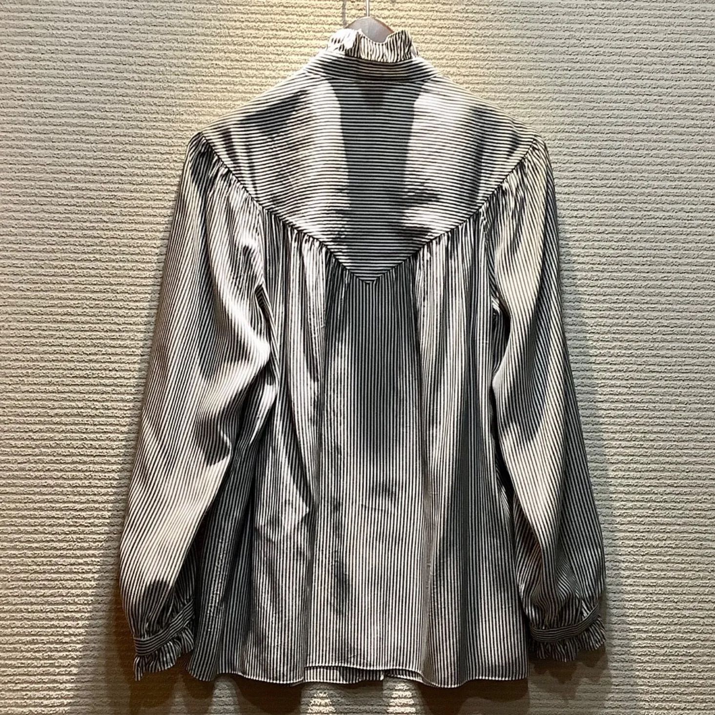 セリーヌ CELINE エディ期 ストライプ リボン ブラウス 長袖 34 