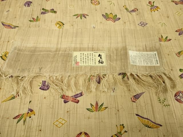 平和屋本店□極上 染織の名門 しょうざん 生紬 宝尽くし 京都きもの  