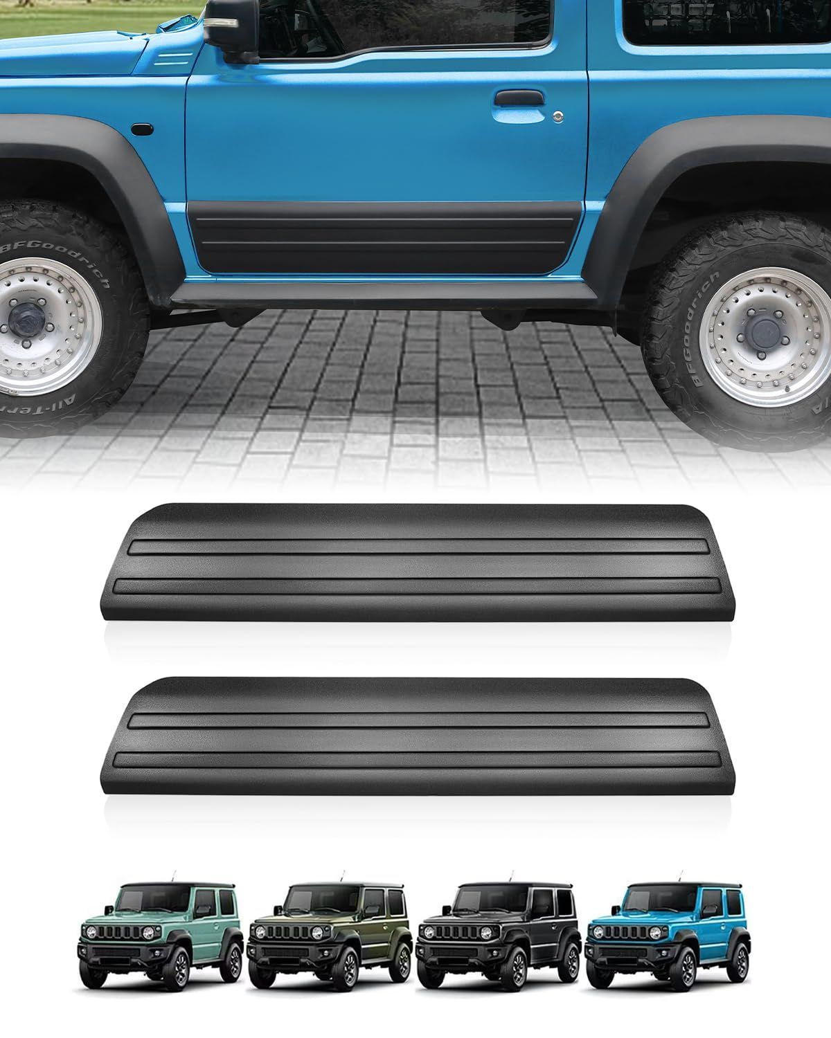 ROADER 車検対応 ジムニーシエラ JB74 サイドドアパネル JB64 左右2枚セット ABS製 ブラック サイドシルガード JB74 プロテクター カバー 外装 アクサセリ ドレスアップ カスタムパーツ