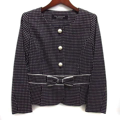 コージワタナベ スティル KOJI WATANABE STYLE スーツ セットアップ ドット ノー ジャケット スカート 黒 ブラック 9