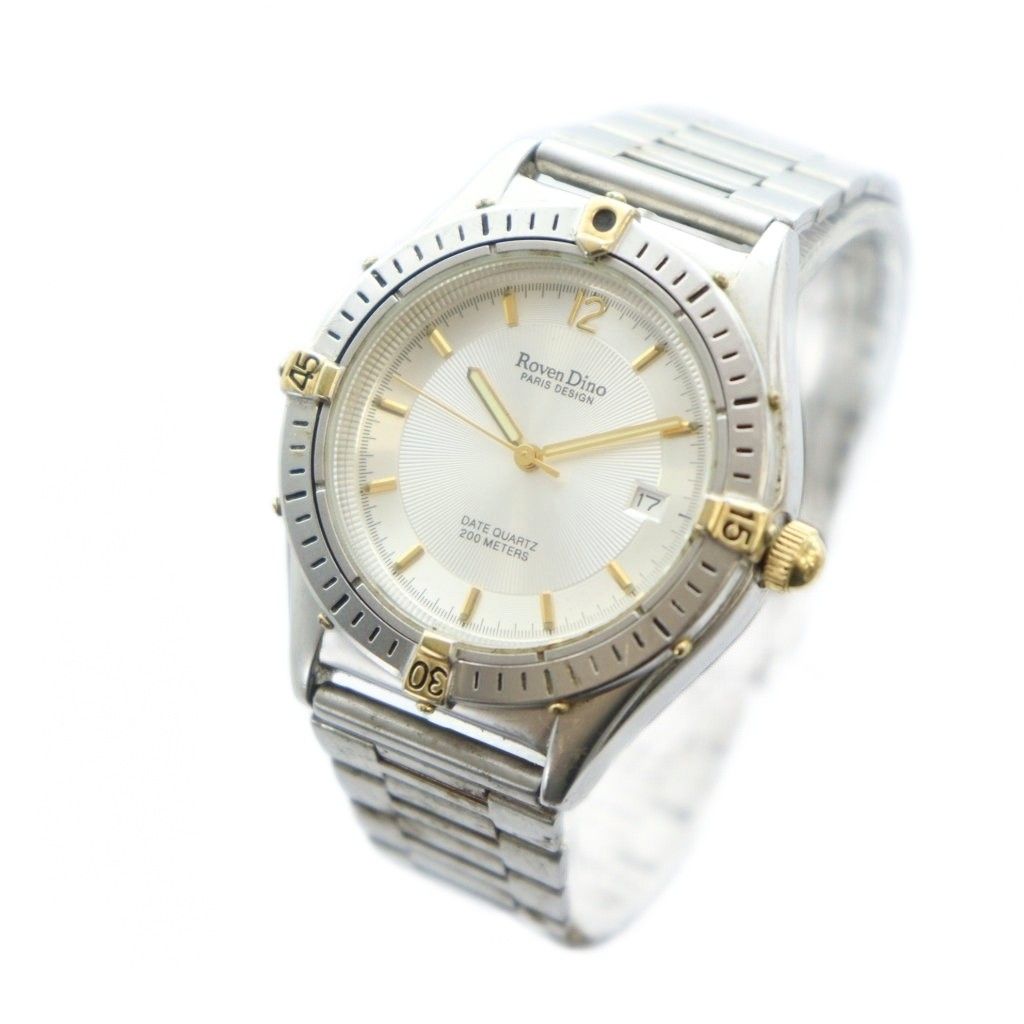 ロマン ディーノ Roven Dino RovenDino 腕時計 ウォッチ クォーツ ロゴ カレンダー付き シルバー色 GY11 |MQ