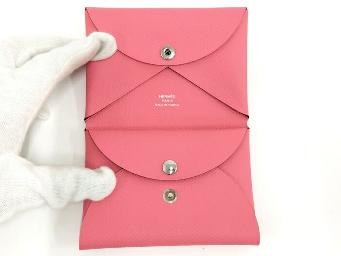 HERMES コインケース カルヴィ デュオ ピンク ヴォーエプソン B