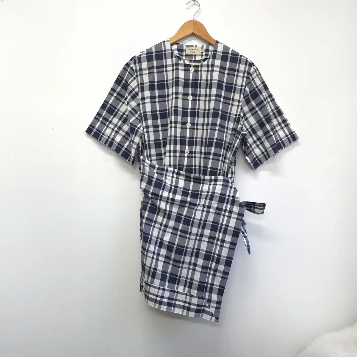 Maison Kitsuné メゾンキツネ チェック ラップ レイヤード ワンピース 38