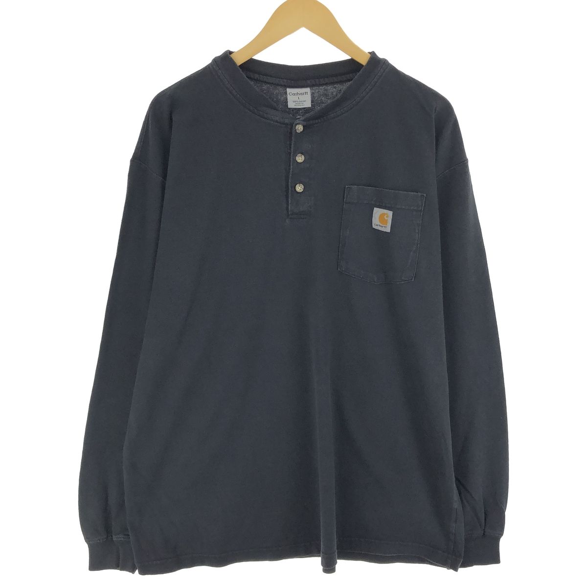 古着 カーハート Carhartt ヘンリーネック 無地ポケットロングTシャツ ロンT メンズL/eaa465401