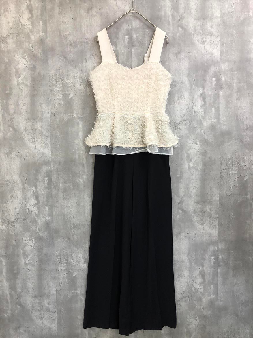 eimy istoire エイミーイストワール 1124230809-0 バックシャンロンパース サロペット オーバーオール sizeS|白×黒 ◆◎レディース