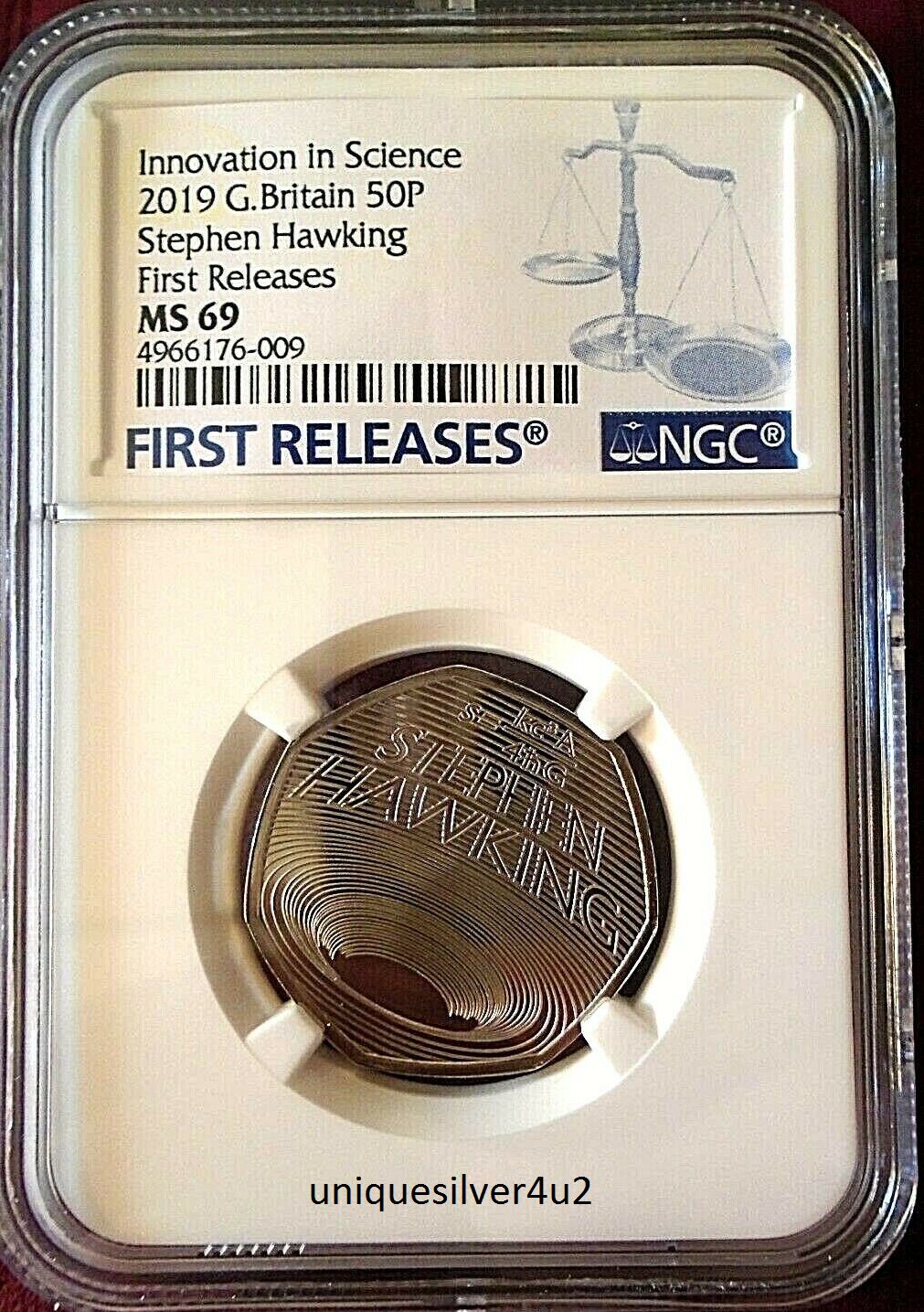 2019 G.BRITAIN 50P STEPHEN HAS NGC MS 69 FIRST RELEASES VERY CERT 002
