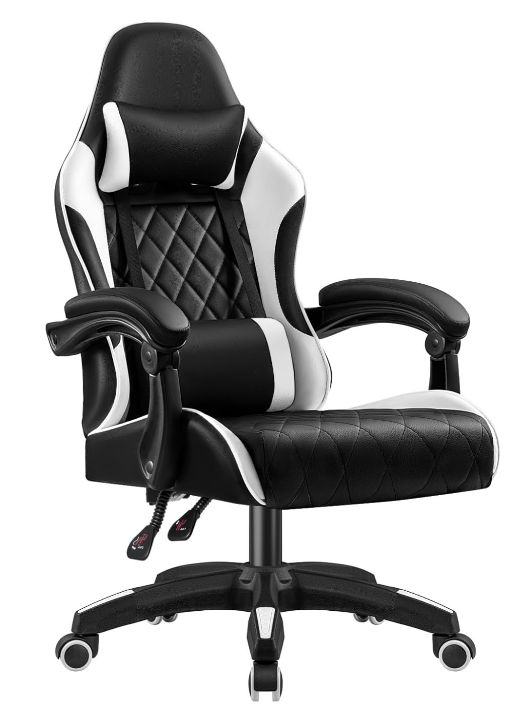 VICTONE ゲーミングチェア 連動式アームレスト ゲーム用チェア PCチェア リクライニングチェア オフィスチェア 改良座面 座り心地よい イス 椅子 テレワーク 疲れない ホワイト 基本モデル