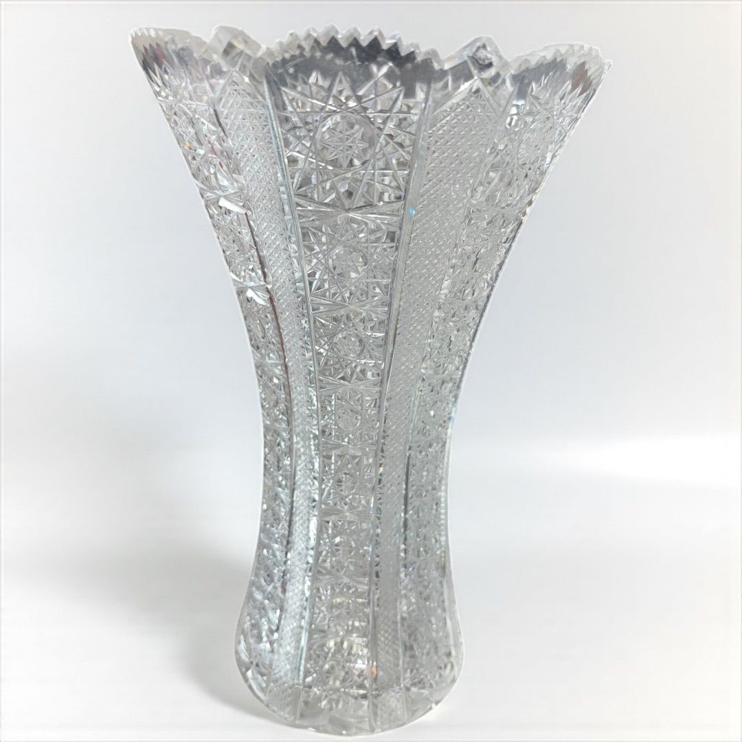 ボヘミアクリスタル クリスタルカットガラス 花瓶 花器 フラワーベース