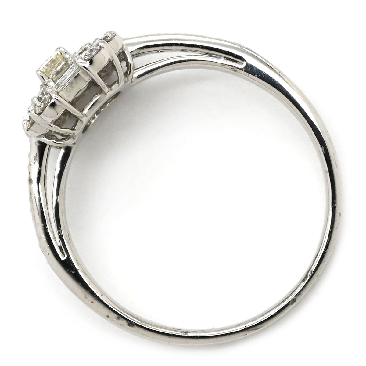 リング 指輪 バケットカット パヴェリング Pt900 ダイヤモンド プラチナシルバー ダイヤリング 7.5号