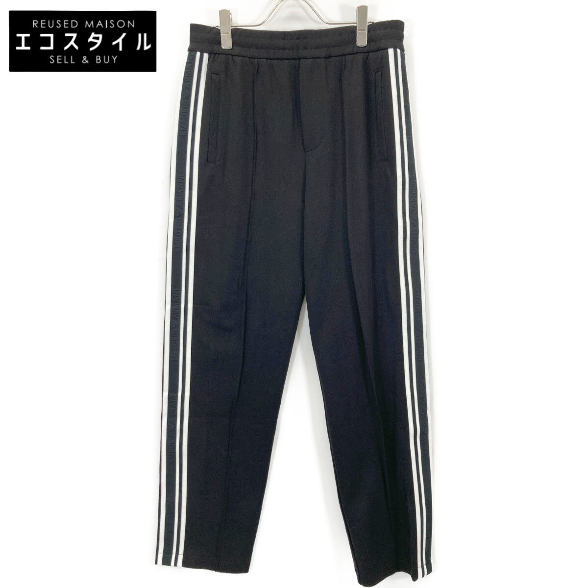EMPORIO ARMANI エンポリオアルマーニ ﾌﾞﾗｯｸ ｺｯﾄﾝ混 25SS ﾛｺﾞﾗｲﾝ