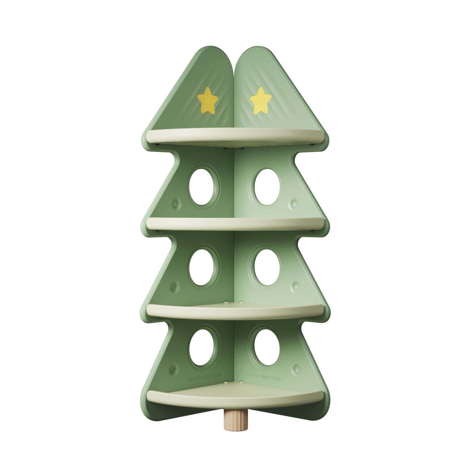 ラック｜クリスマスツリーデザイン｜4 層構造｜大容量収納ボックス付｜子供部屋インテリア｜N509P237842B