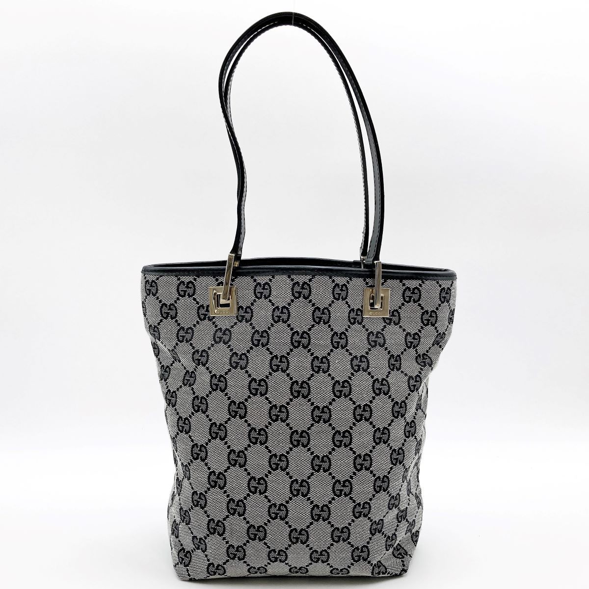 美品 GUCCI グッチ GGキャンバス トートバッグ ショルダーバッグ バッグ グレー×ブラック 黒 レディース 002 1099 USED 中古