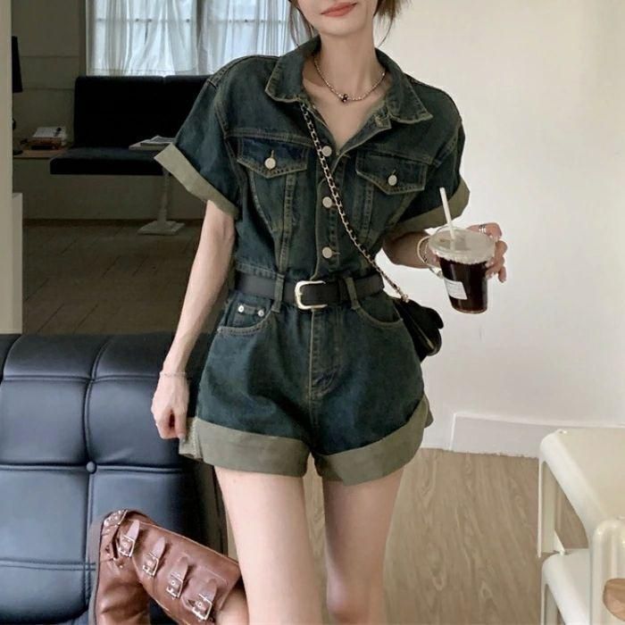 オールインワン サロペット コンビネゾン デニム パンツ ショートパンツ レディース エレガント きれいめ カジュアル 大人 フェミニ
