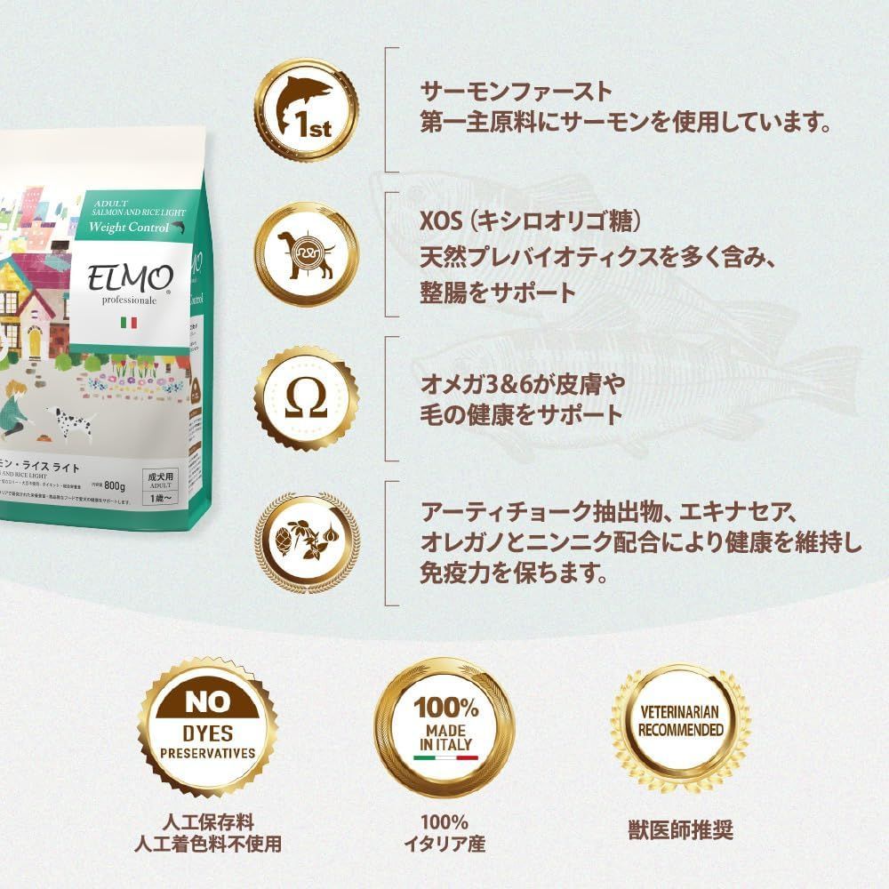 ELMO エルモ 成犬用 サーモンライス・ライト 健康的な体重維持に (3kg)
