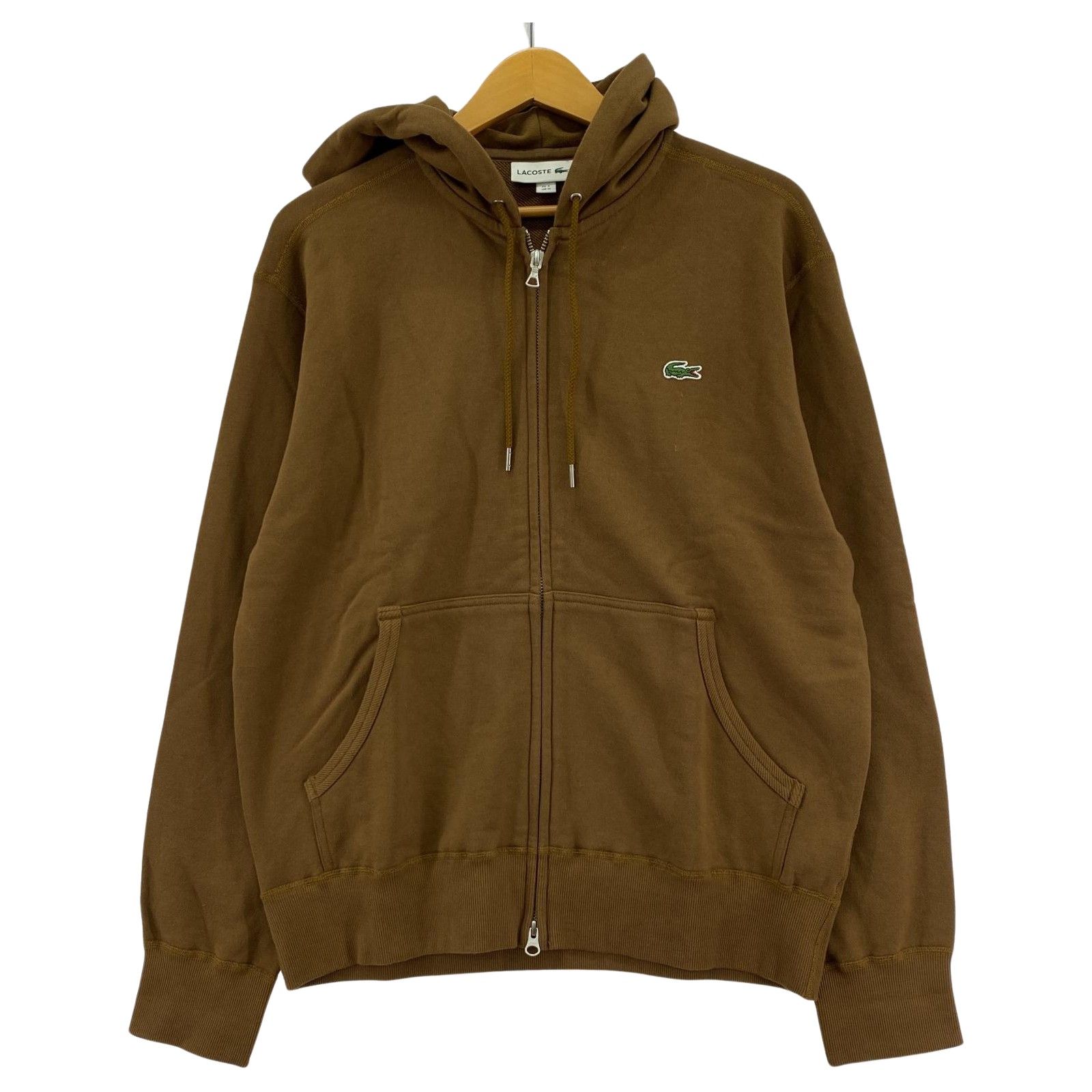 LACOSTE ブラウン パーカー レディース ベロア ライン レディース