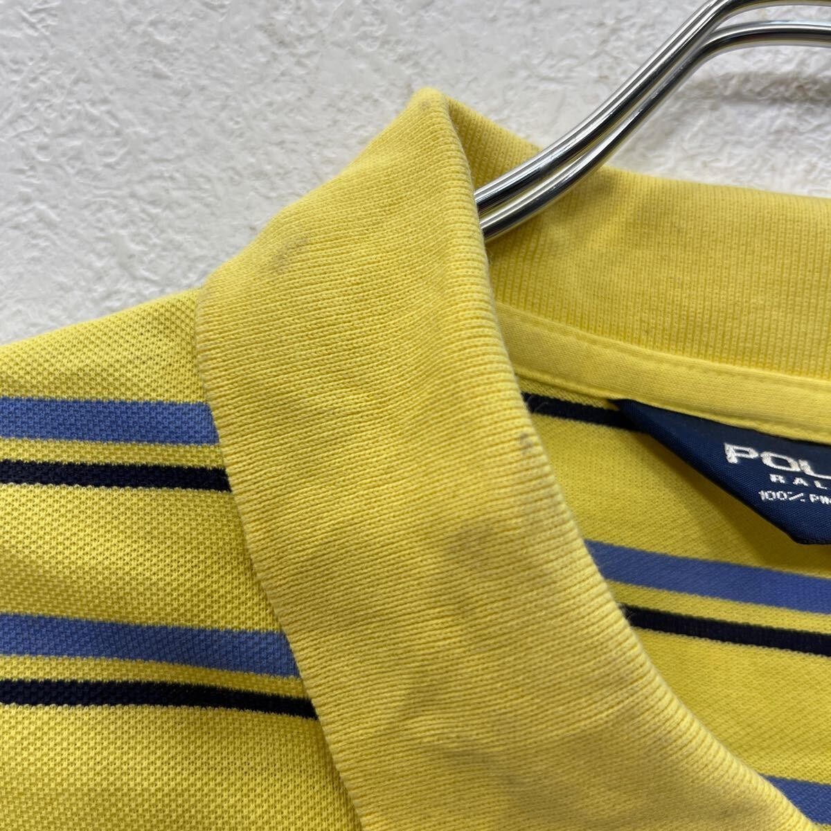 POLO GOLF RALPH LAUREN 半袖 ボーダーポロシャツ 2XL イエロー