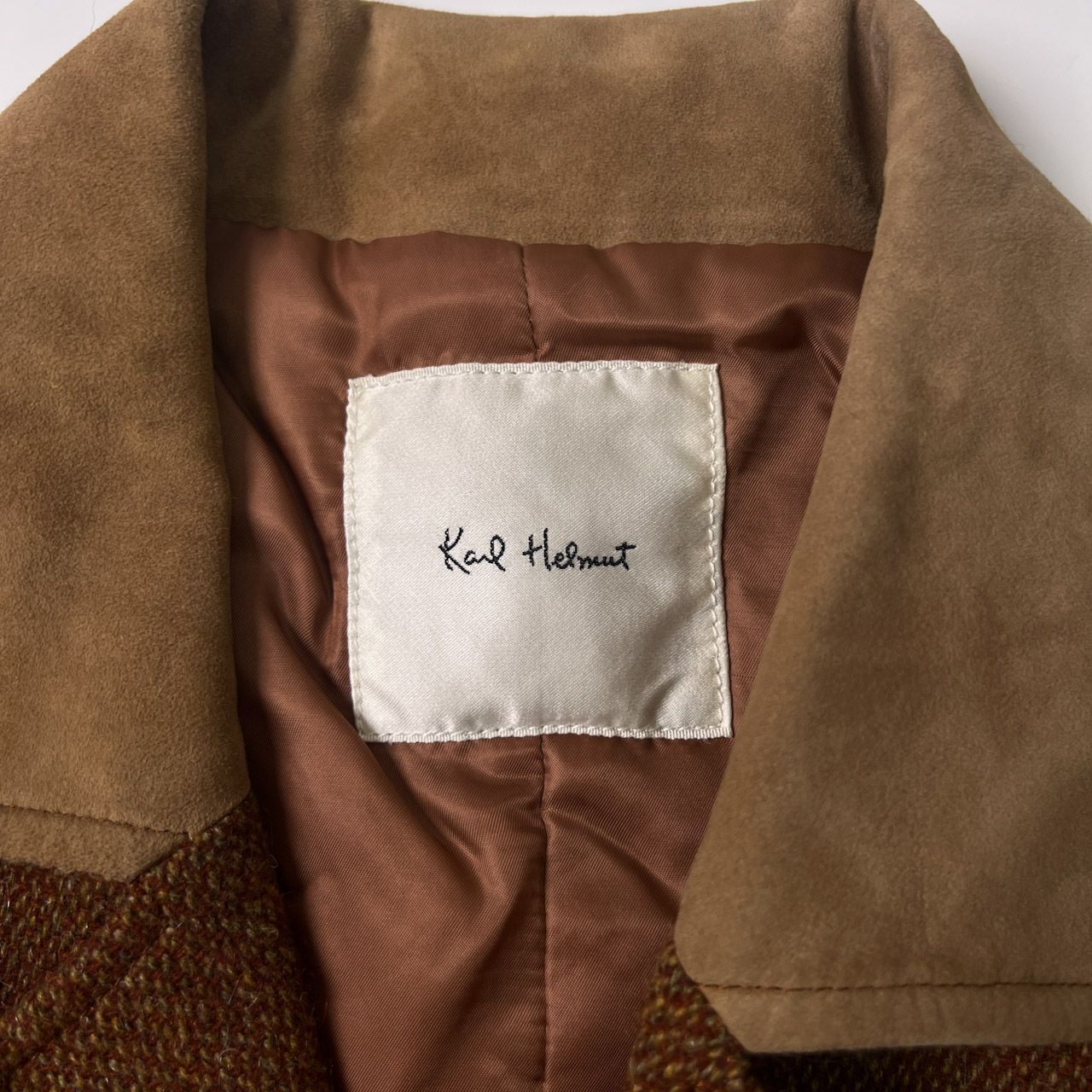 Karl Helmut カールヘルム ツイード ラムレザー切替 カバーオール