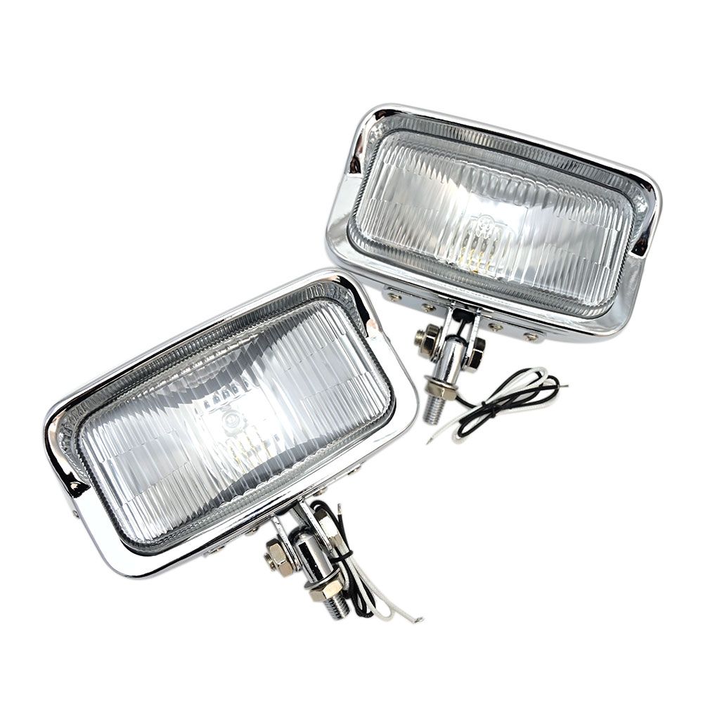 スクエア ヘッドライト ビンテージ 汎用品 ヘッド ライト ドレスアップ 外装 チョッパー 2個セット カスタム バイク パーツ ハーレー用 アメリカン スクール ライト