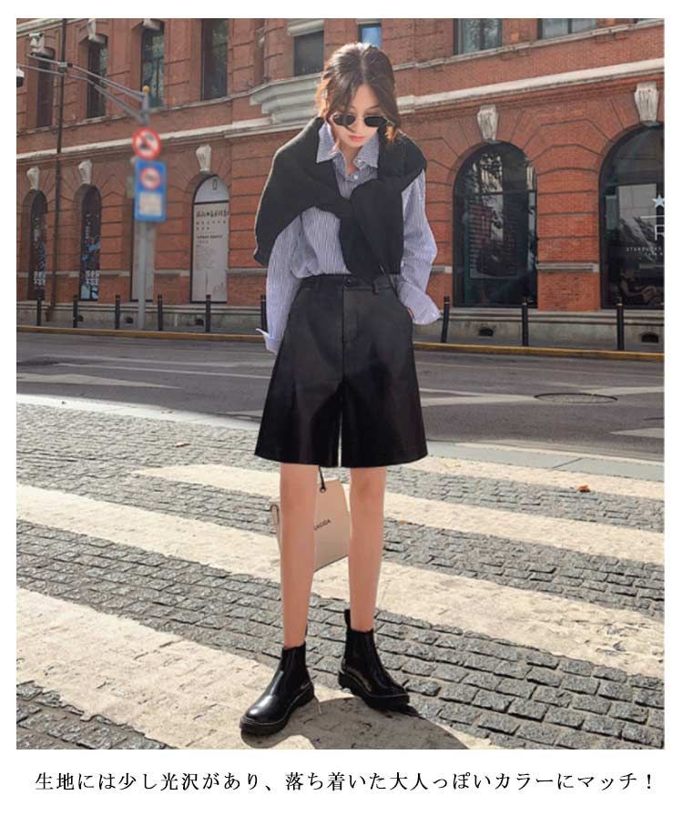 ハーフパンツ エコレザーショートパンツ ショートパンツ