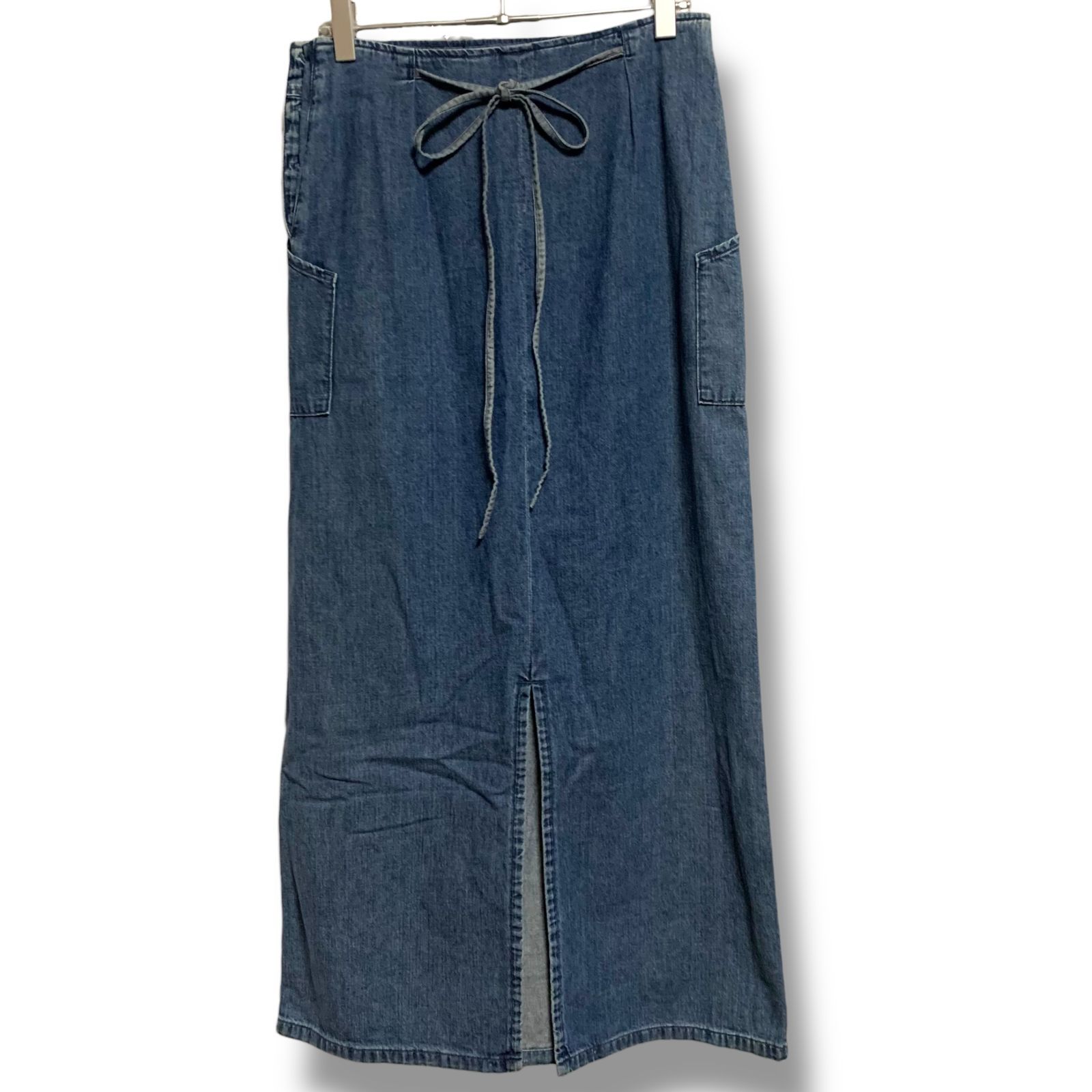 45RPM 45R プリーツ　インディゴ　デニムロングスカート 45R裏毛×デニムのドレス（インディゴ）: WOMEN｜45R