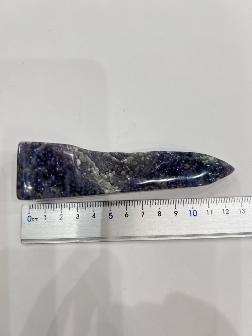 【E28217】グレープアゲート ポイント研磨 ぶどう状玉髄 グレープカルセドニー 天然石 鉱物 グレープアゲート 玉髄 カルセドニー