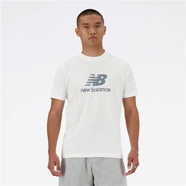 ニューバランス New Balance Stacked Logo ショートスリーブTシャツ MT41502-WT 半袖Tシャツ ユニセックス コットン ホワイト トップス Lサイズ