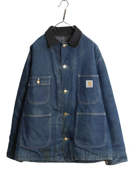 【お得なクーポン配布中!】 好雰囲気 カーハート デニム チョア コート メンズ XL 程 CARHARTT カバーオール ジャケット ブランケット ライナー付き 大きいサイズ 濃紺