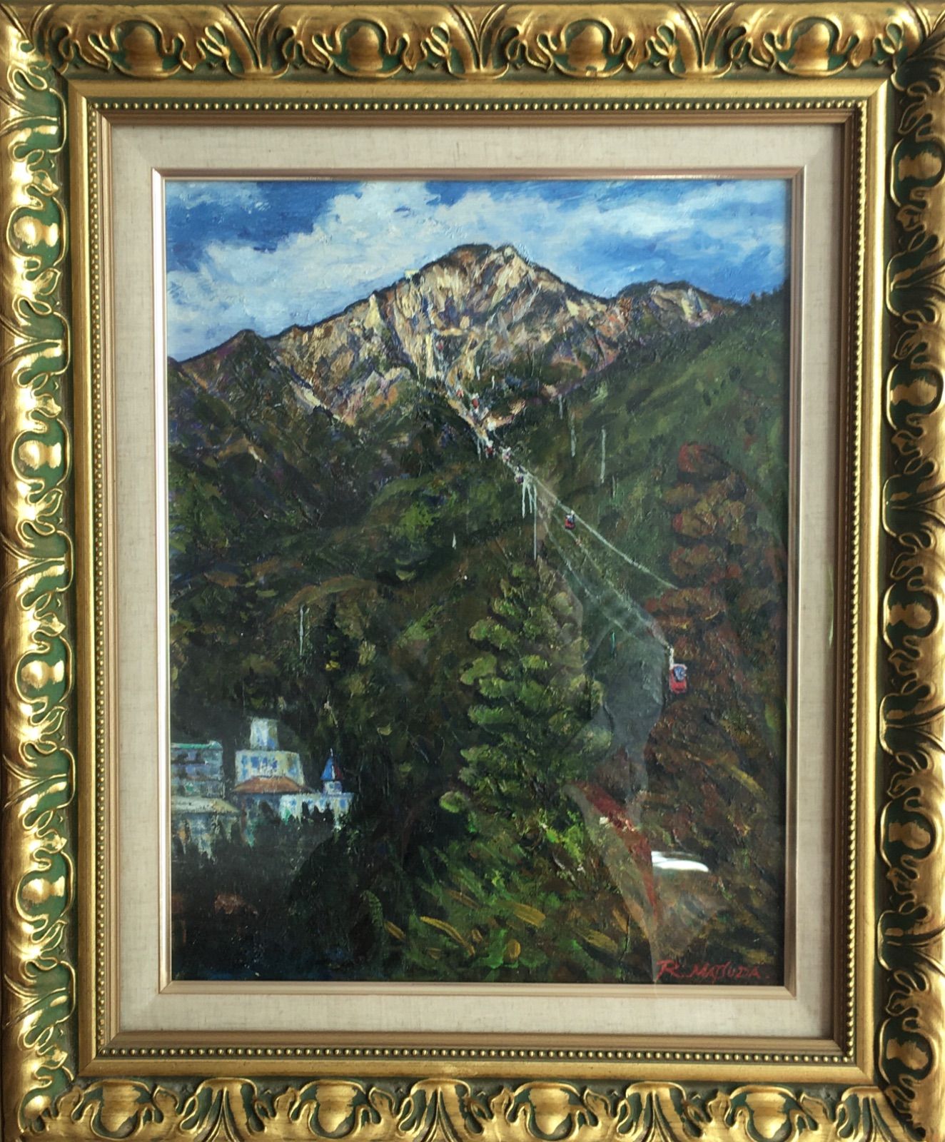 油彩画 油絵 風景画 龍山 山形県 1点物 F8号 （油彩画 油絵 風景