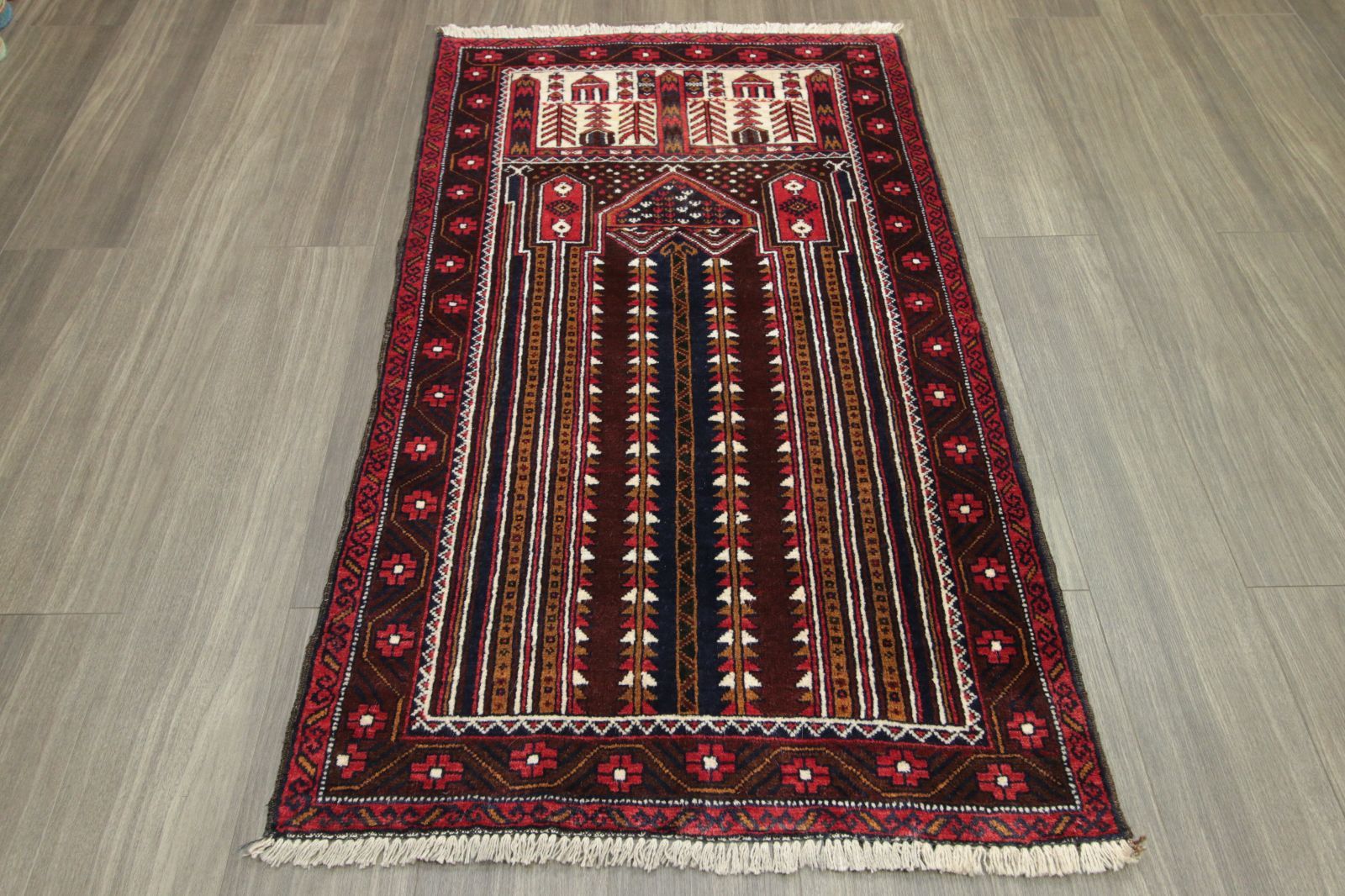 Sale! アフガニスタン トライバルラグ  手織り絨毯  292x85cm