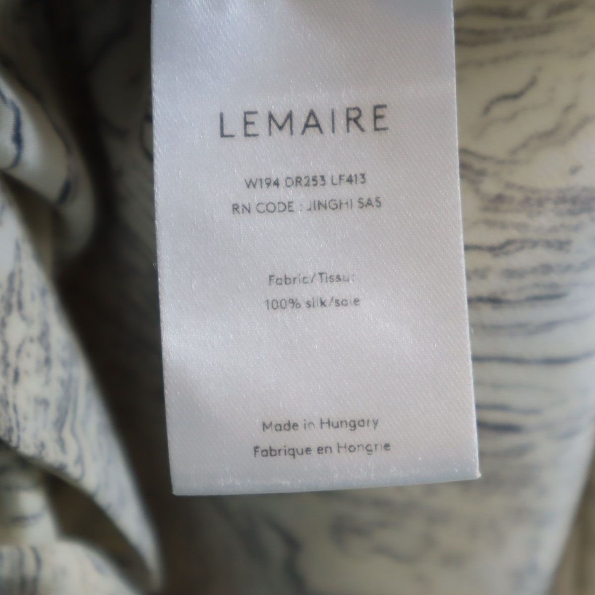 LEMAIRE ルメール シルク ハンガリー製 総柄 長袖 ワンピース クリーム  