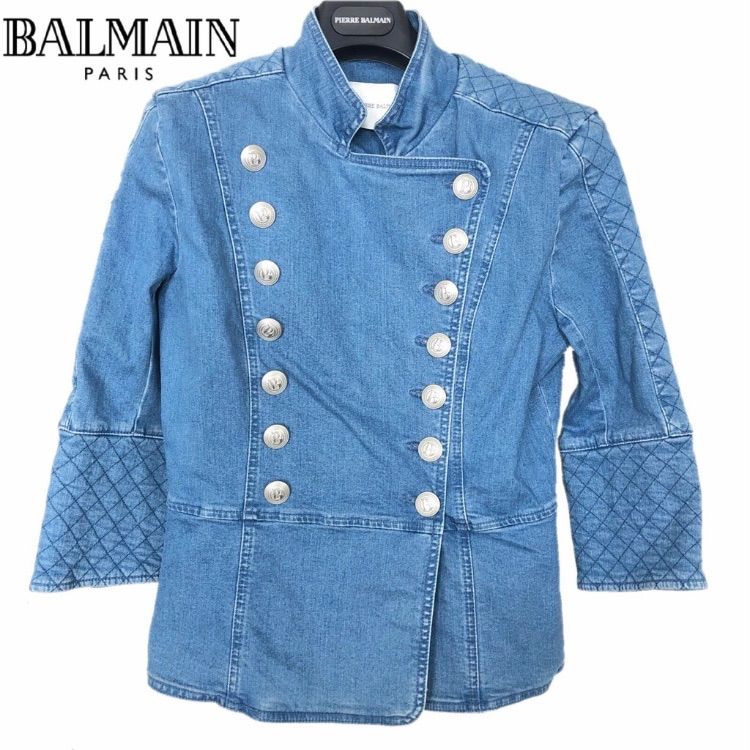裏地なし状態【新品】確実正規品 BALMAIN バルマン キルティング ジャケット ブルー