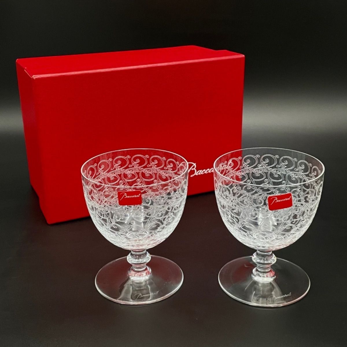 ◇ Baccarat ◇ バカラ ◇ ローハン ワイングラス ペア 高さ10cm ◇ Baccarat ◇ バカラ ◇ ローハン ワイングラス ペア 高さ10cm