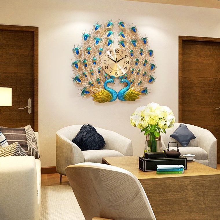 時計 アナログ ゴージャス 掛け時計 孔雀 エレガント ラグジュアリー 静音