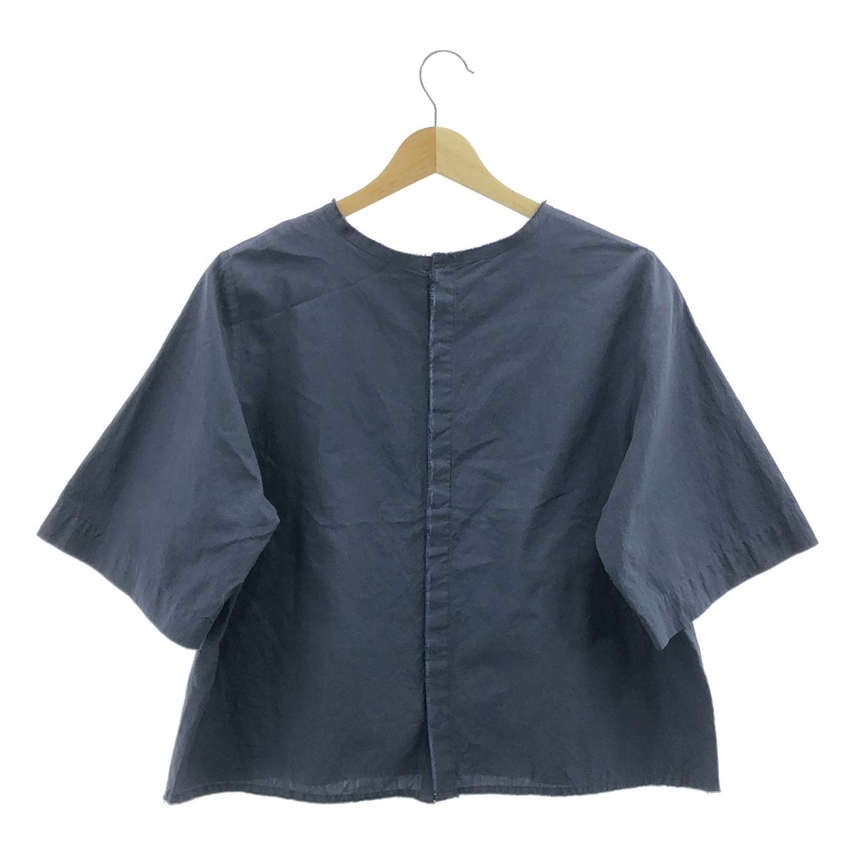 humoresque / ユーモレスク | コットン シルク カットオフ ブラウス | F | ネイビー | レディース humoresque / ユーモレスク | コットン シルク カットオフ ブラウス