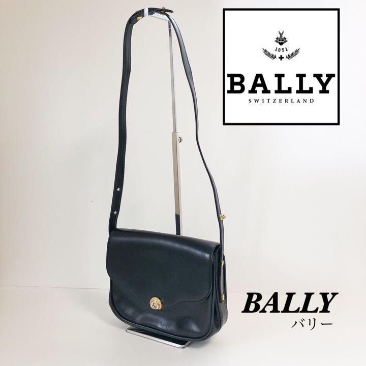 BALLY バリー ライン ストラップ レザー ショルダー バッグ / カバン ブラック 黒 スイス製 ブランド シンプル 【メンズ】バッグ