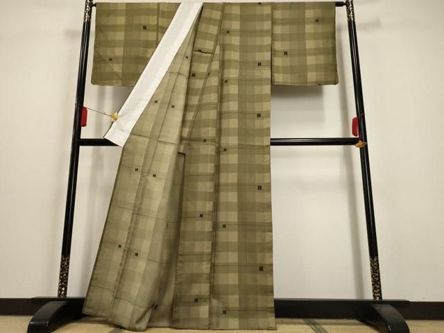 平和屋着物▽小紋 単衣 幾何学文様 洗える着物 未使用 AAAU6401iu 平和