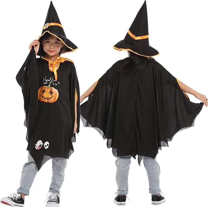 ハロウィン 仮装 子供 コスチューム 魔女 コスプレ 2点セット キッズ 女の子 半袖 パーティー イベント 演出服 男女兼用 xzzhang689