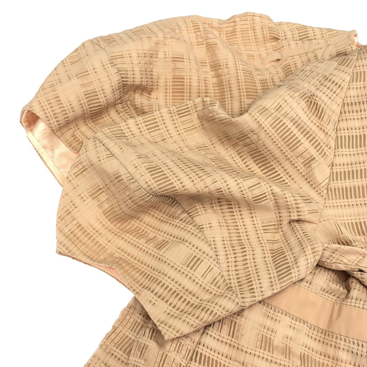 チェックジャカードタックワンピース