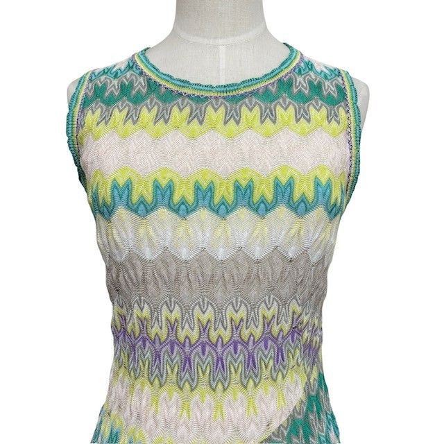 中古 ミッソーニ MISSONI ノースリーブ ニット ワンピース