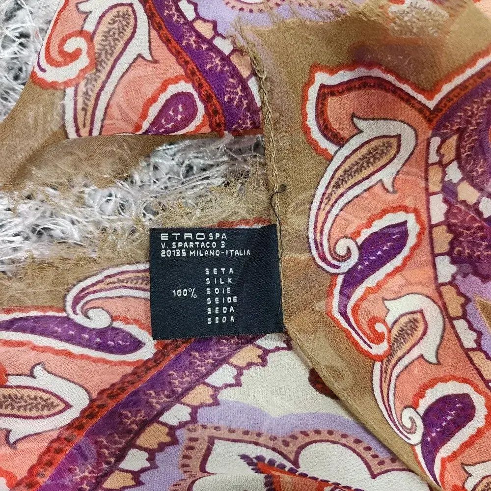 ETRO Milano エトロ シルクシフォン ペイズリー柄 大判スクエア