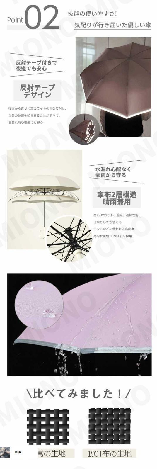 傘@無言取引可能 日傘 完全遮光 UVカット 晴雨兼用 長傘 逆さ傘 ボタン式 雨傘
