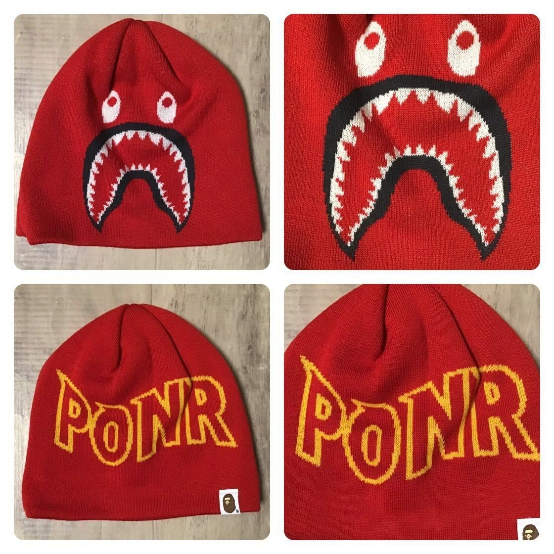 シャーク ニットキャップ Red a bathing ape BAPE shark beanie