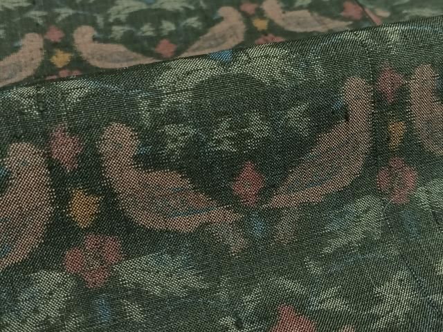 平和屋着物○上質な紬 双鳥花文 鈴乃屋扱い 正絹 逸品 AAAY0112zg  