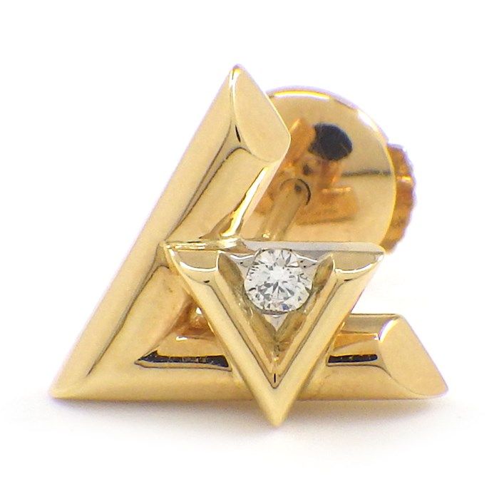 ルイ ヴィトン LOUIS VUITTON ピアス ピアス LV ヴォルト ワン Q96969 モノグラム ロゴ ダイヤモンド 0.02ct K18YG 片方のみ