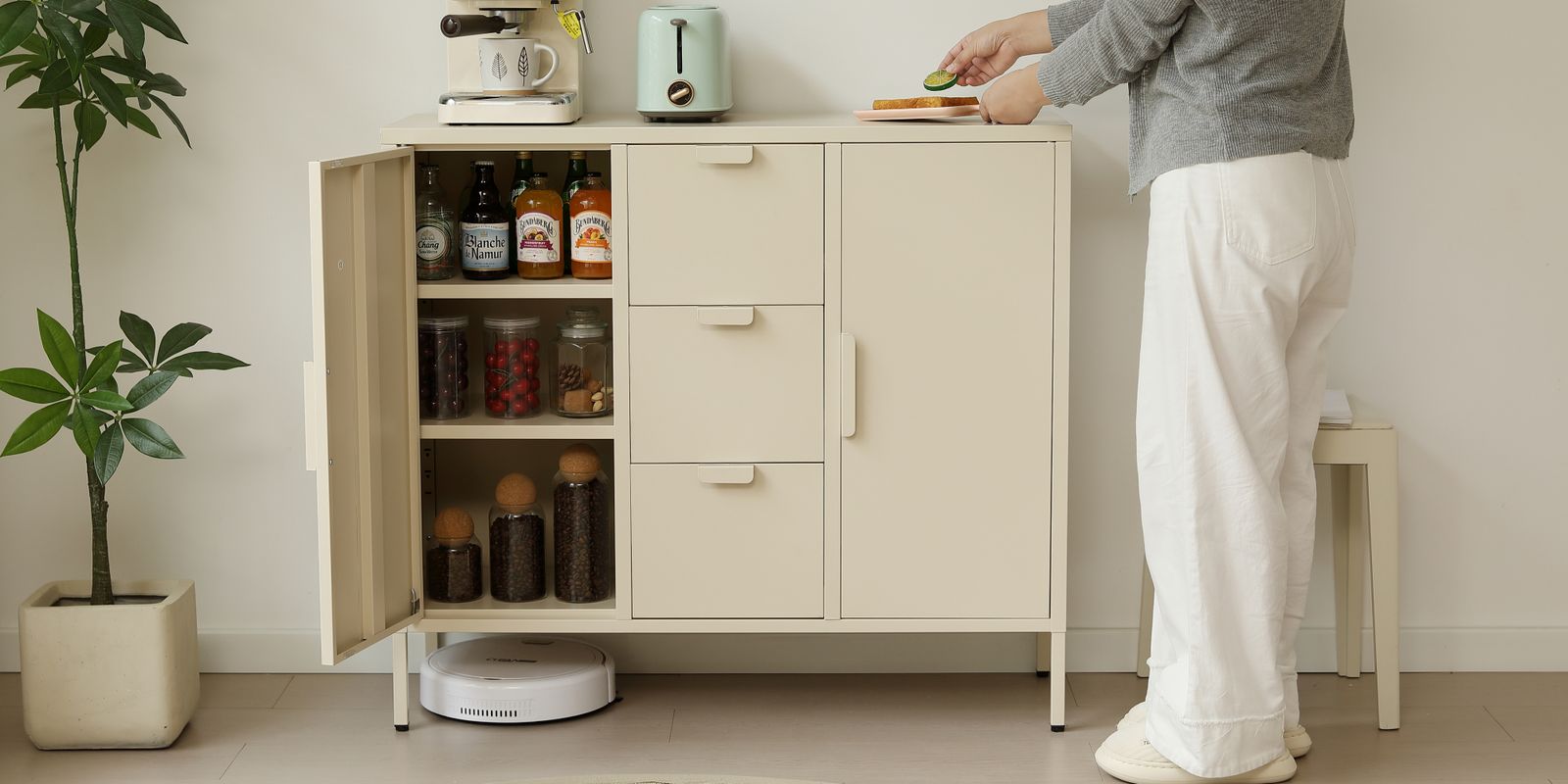 数量限定セール」キャビネット スチール サイドボード メタル 金属製