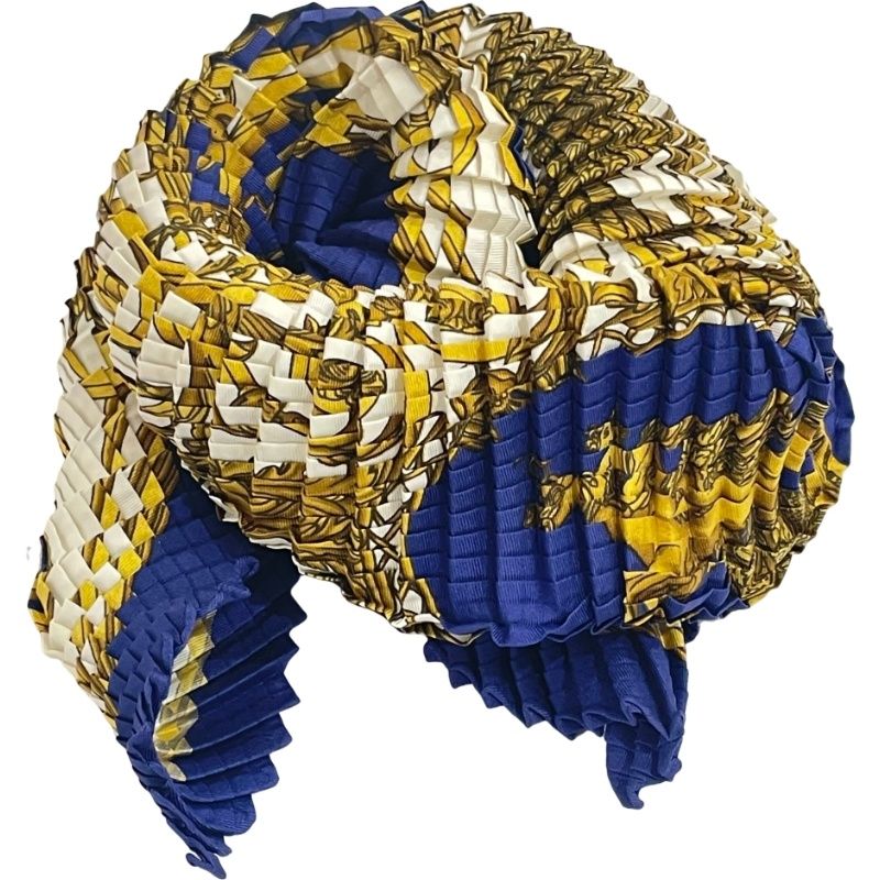 HERMES エルメス プリーツスカーフ カレ90 LES TUILERIES HERMES エルメス カレ90 LES TUILERIES ブルー シルク スカーフ