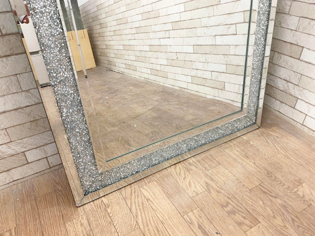 全身鏡 彫刻 シャビーシック アンティーク リボン ホワイト 白 鏡