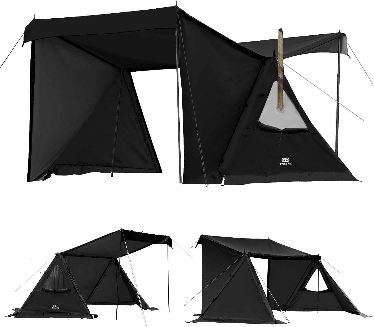 GOGlamping G・G PUP 2.0パップテントTC 1人用 【メッシュ/耐熱シート三角窓】 ソロテント ポリコットンテント【アルミポール+スカート付き】軍幕 ミリタリーテント 焚き火可 難燃 遮光 日よけ 撥